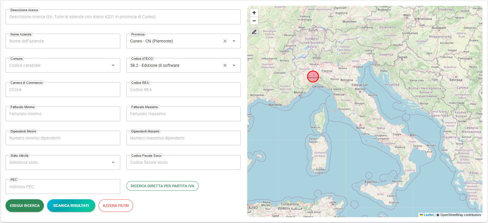 Dashboard di ricerca Scouter